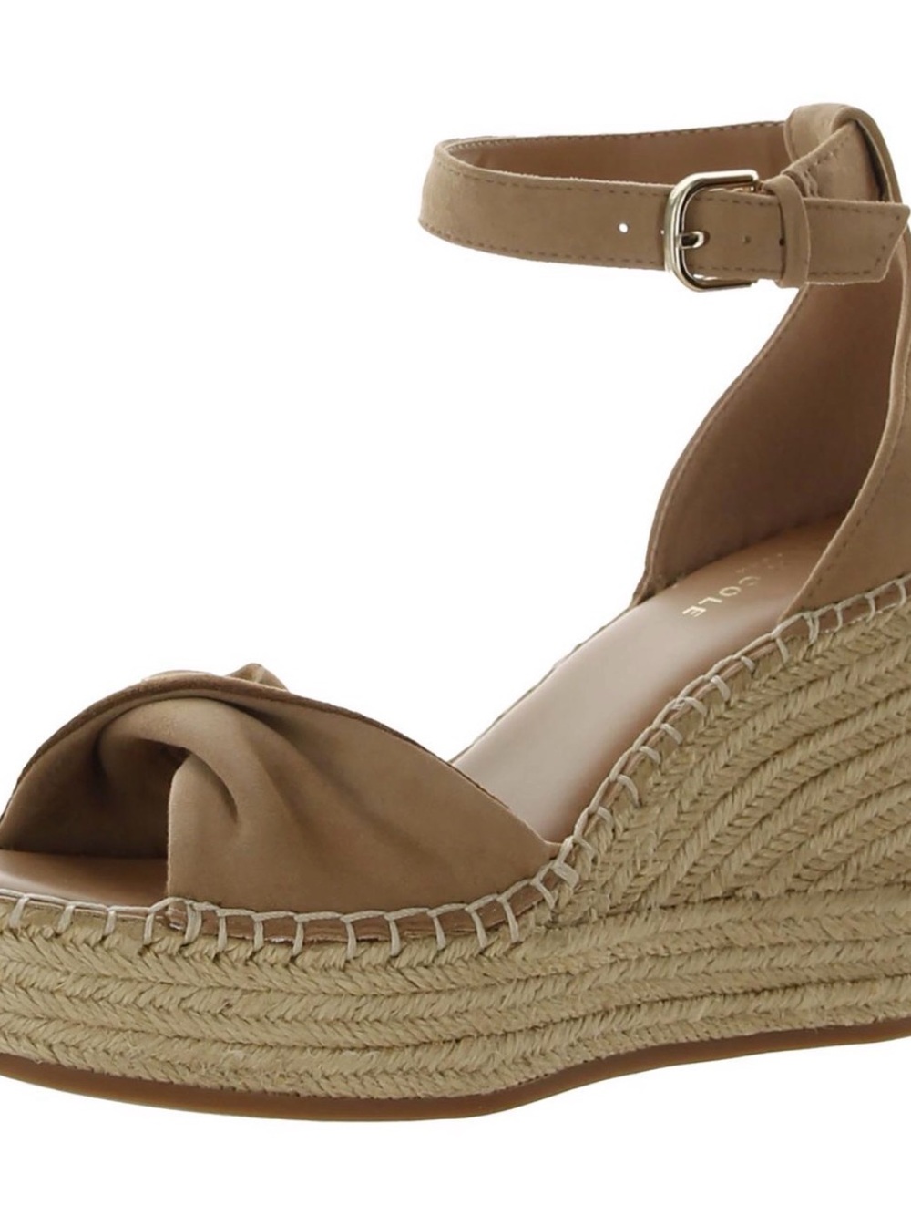 Kenneth Cole New York Knotted Espadrille Ankle-Strap Wedge - Tan